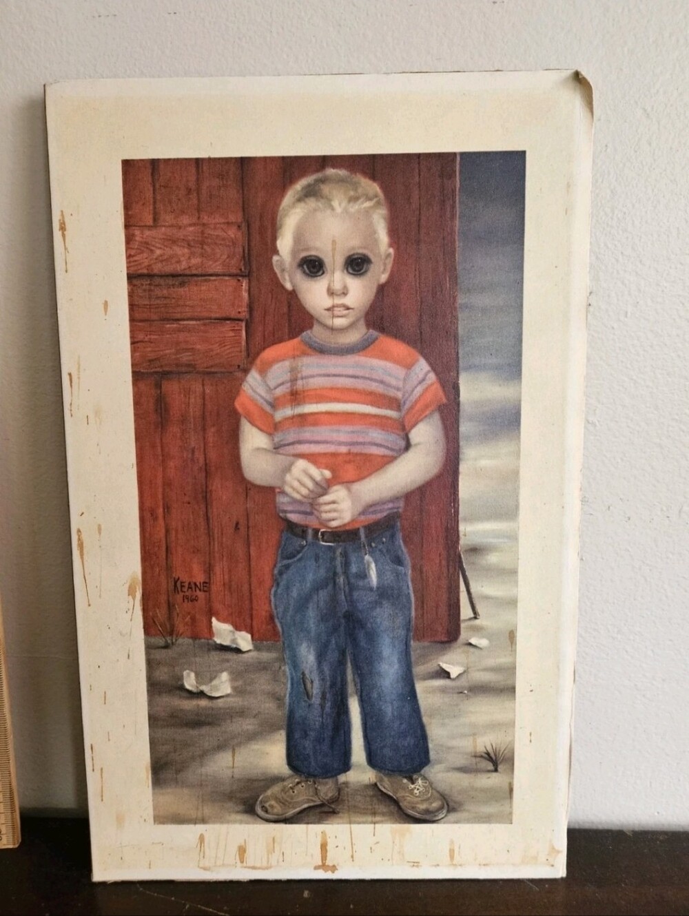 Vintage 1960 Margaret Keane Big Eyes The Blonde Boy Lithograph Print Mid Century